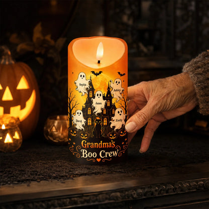 Custom Grandma's Little Boo Crew Led Candle for Grandma with personalized design details for meaningful gifting image 6