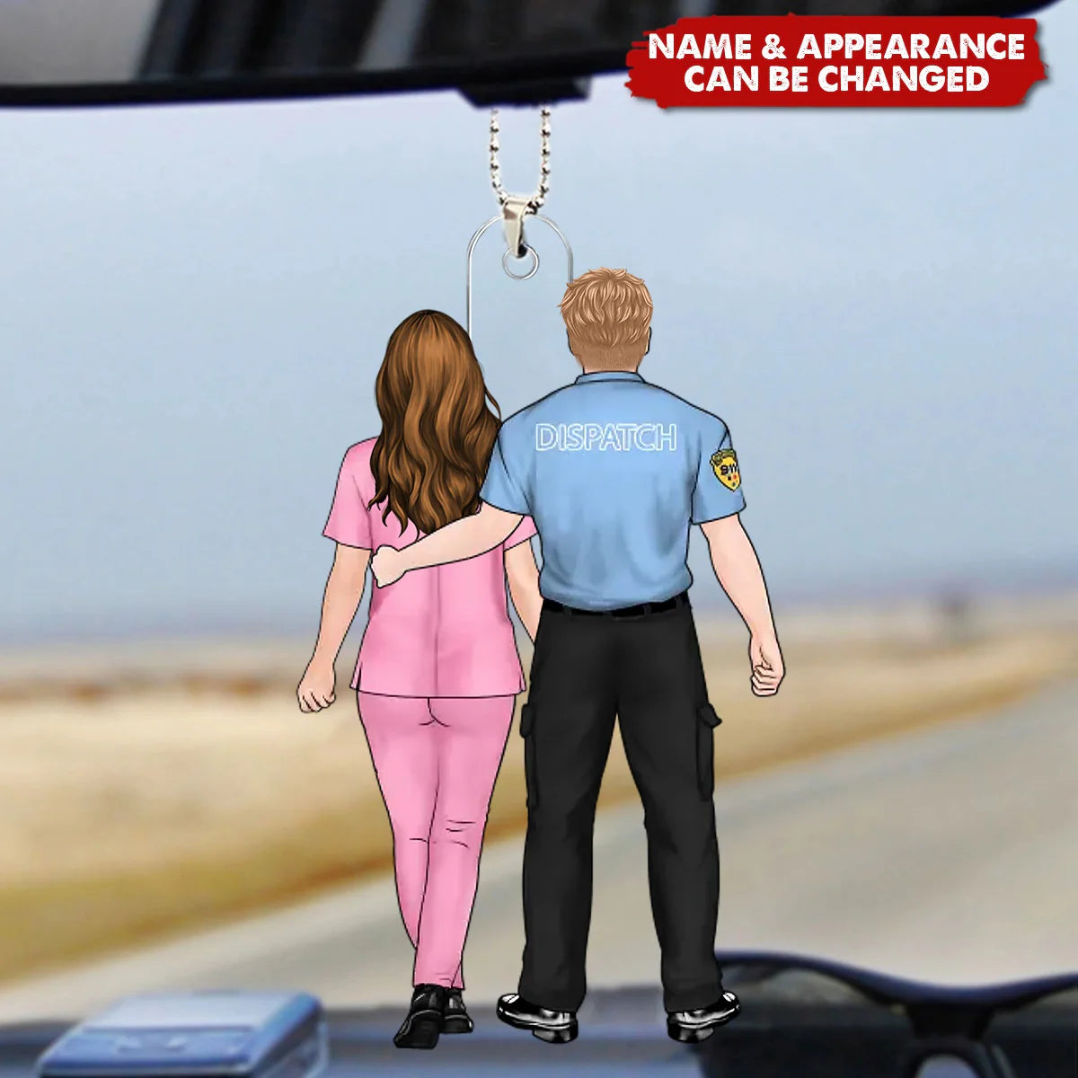 Custom First Responder Acrylic Car Ornament personalization view for Couples