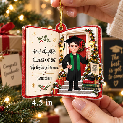 New Chapter The Best Is Yet to Come - Personalized Graduation Ornament for Daughter & Son