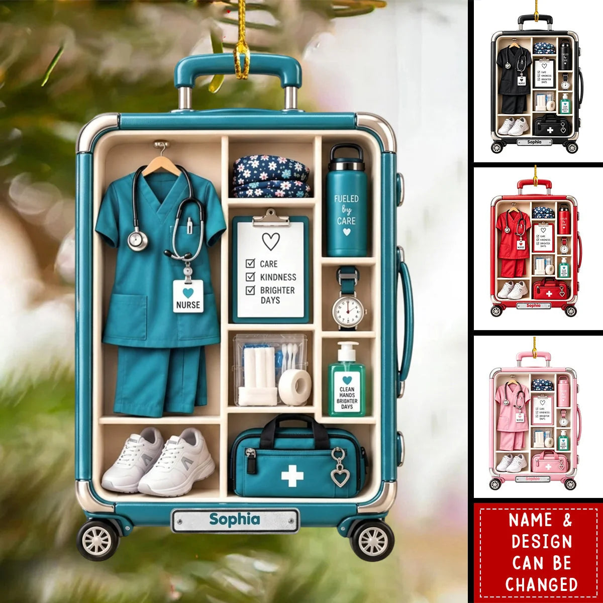 Custom Scrubs Luggage Nurse Ornament - Personalized Christmas Keepsake Gift for Nurses