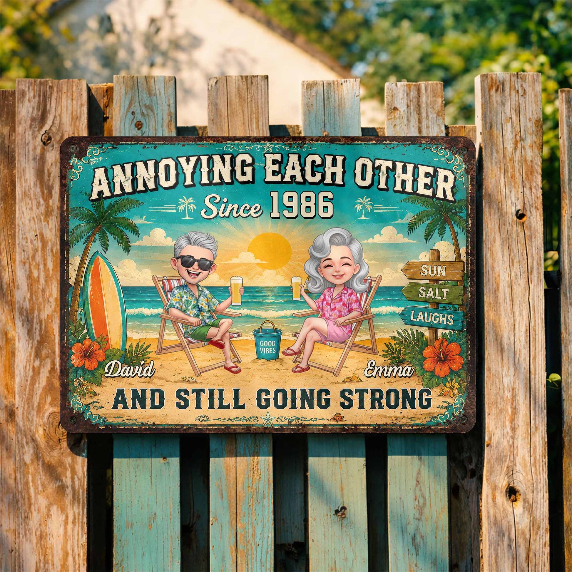 Personalized Couple Metal Sign personalization view for Wife