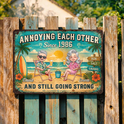 Personalized Couple Metal Sign personalization view for Wife