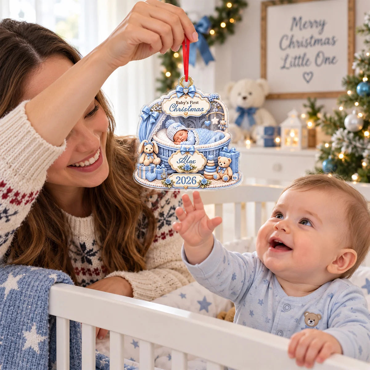 Baby's First Christmas Personalized Acrylic Ornament - Custom Holiday Keepsake for New Parents