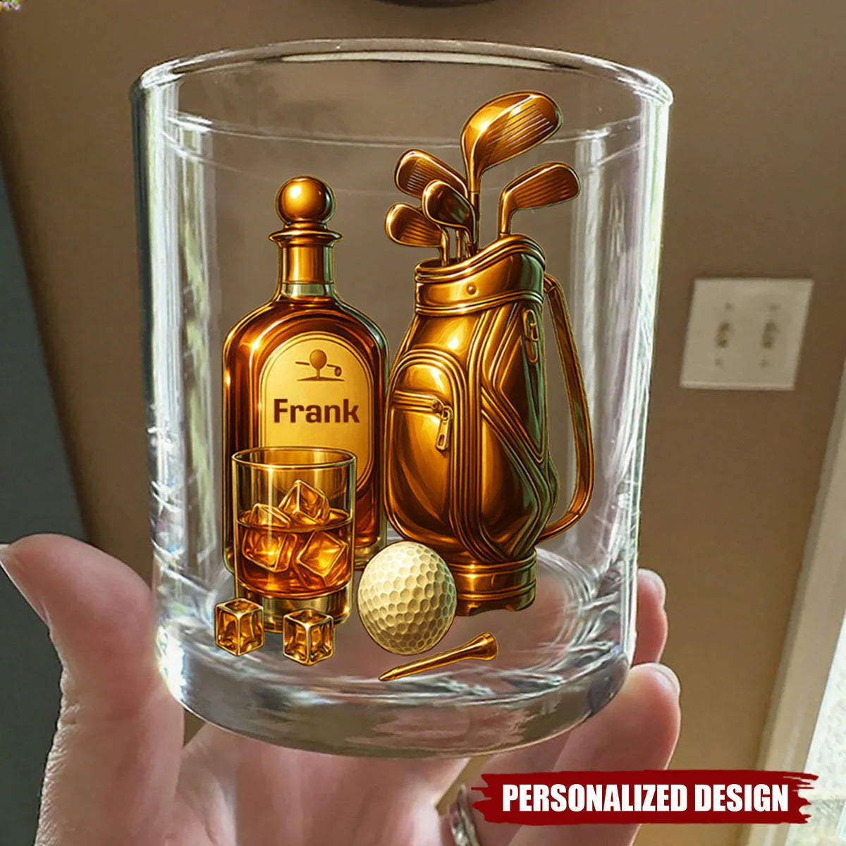 Custom Golf Whiskey Glass - Personalized Gift for Golf Lovers