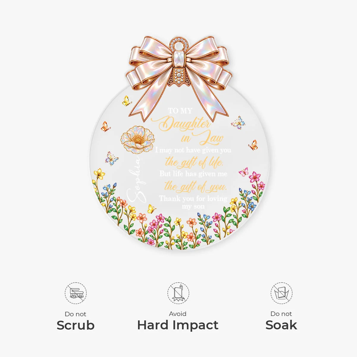 "Gift of You" Custom Daughter in Law Acrylic Ornament - Personalized Floral Keepsake Gift