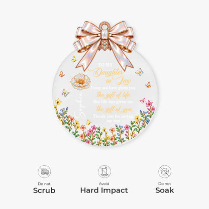 "Gift of You" Custom Daughter in Law Acrylic Ornament - Personalized Floral Keepsake Gift