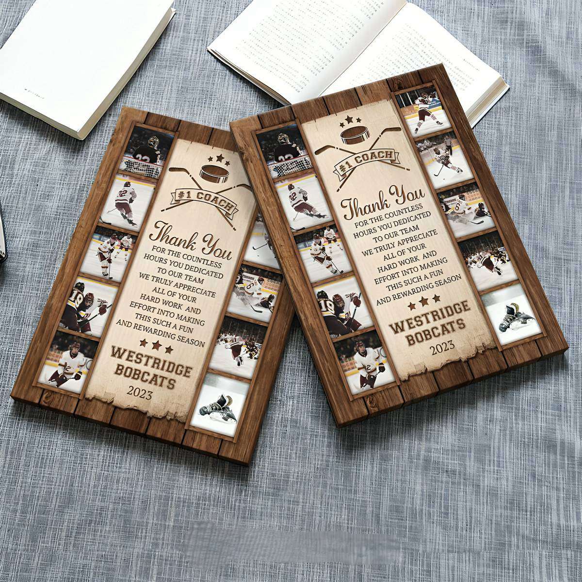Custom Hockey Coach Photo Collage for Coworker / Boss with personalized design details for meaningful gifting image 6