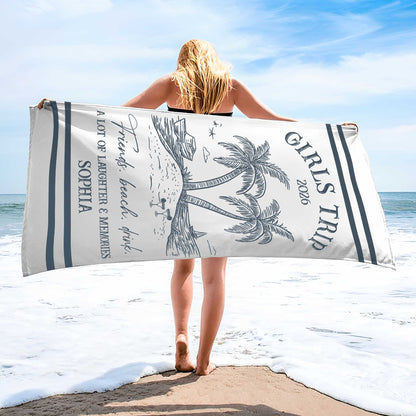 Personalized Girls Trip Beach Towel for Best Friends with personalized design details for meaningful gifting image 7