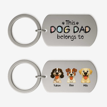 This Dog Dad Belongs To Personalized Keychain - Custom Dog Lover Keyring for Dad