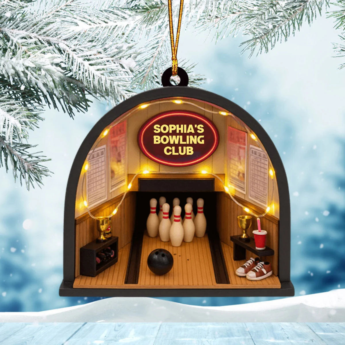 Custom Bowling Club Name Wooden Ornament - Personalized Holiday Keepsake for Bowlers