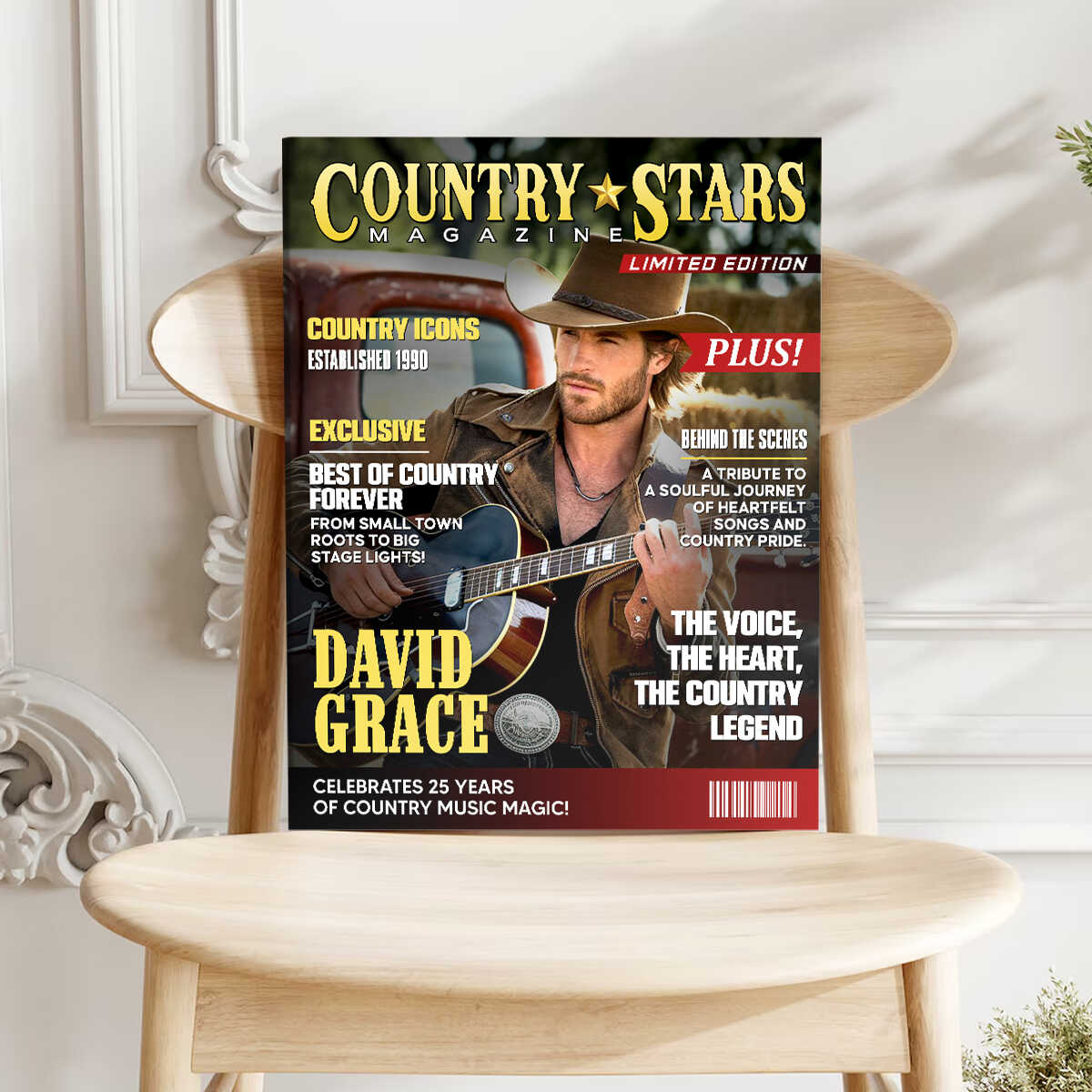 Custom Country Stars Magazine Canvas for Dad with personalized design details for meaningful gifting image 6