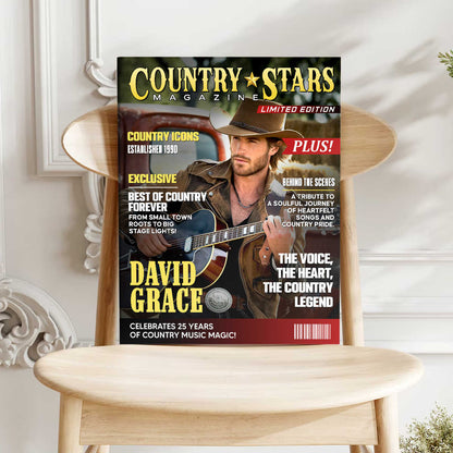 Custom Country Stars Magazine Canvas for Dad with personalized design details for meaningful gifting image 6