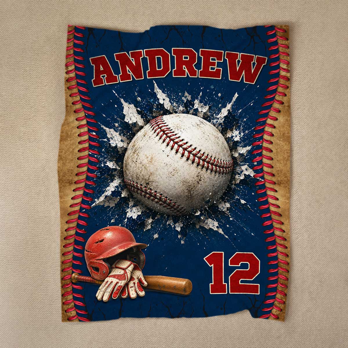 Personalized baseball blanket with custom name Andrew and number 12 for son senior night gift image 8