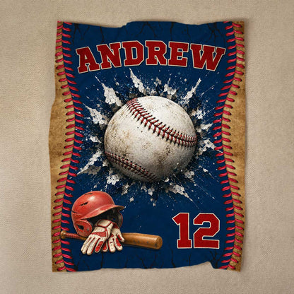 Personalized baseball blanket with custom name Andrew and number 12 for son senior night gift image 8