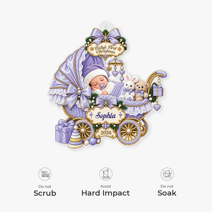"Baby's First Christmas" Carriage Custom Acrylic Ornament - Keepsake for Newborn