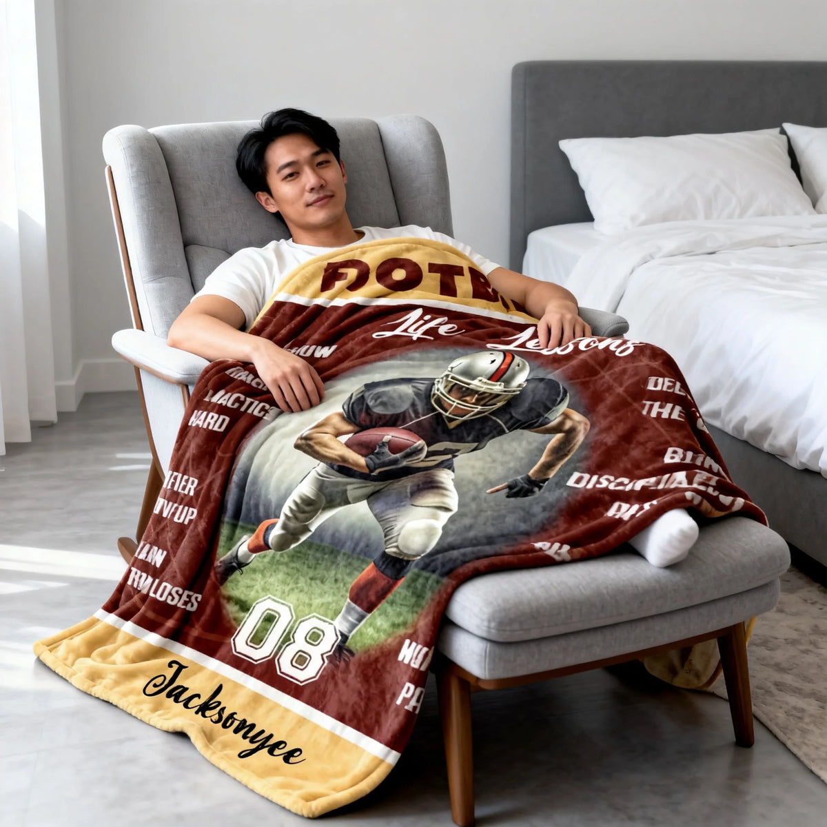 Football Life Lessons Personalized Blanket - Custom Name Gift for American Football Players