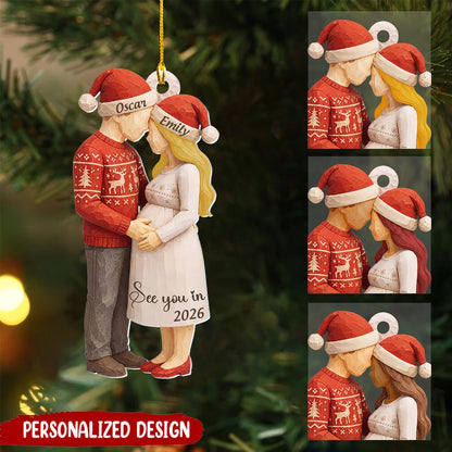 See You in 2026 Personalized Acrylic Ornament for Expecting Parents - Baby on the Way Christmas Keepsake