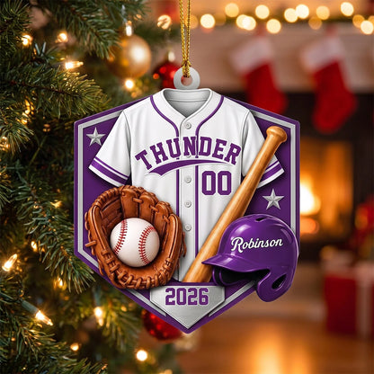 Personalized Baseball Player Wooden Ornament - Custom Jersey Number & Name Keepsake Gift for Son