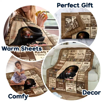 Personalized book lover blanket with custom name Jennifer and 'Just A Girl Who Loves Books' text print image 7