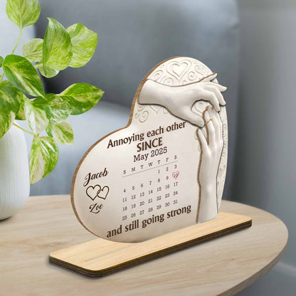 Custom Anniversary Calendar Wooden Plaque personalization view for Couples