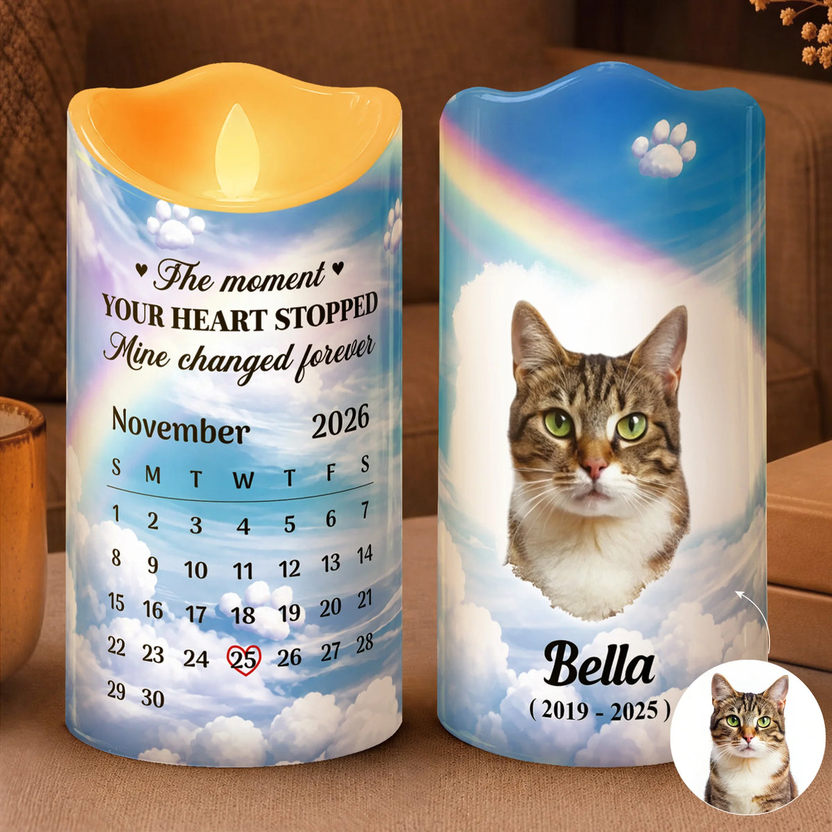 The Moment Your Heart Stopped Candle Personalized Pet Memorial LED Candle - Pet Loss Sympathy Gift for Dog & Cat Lovers