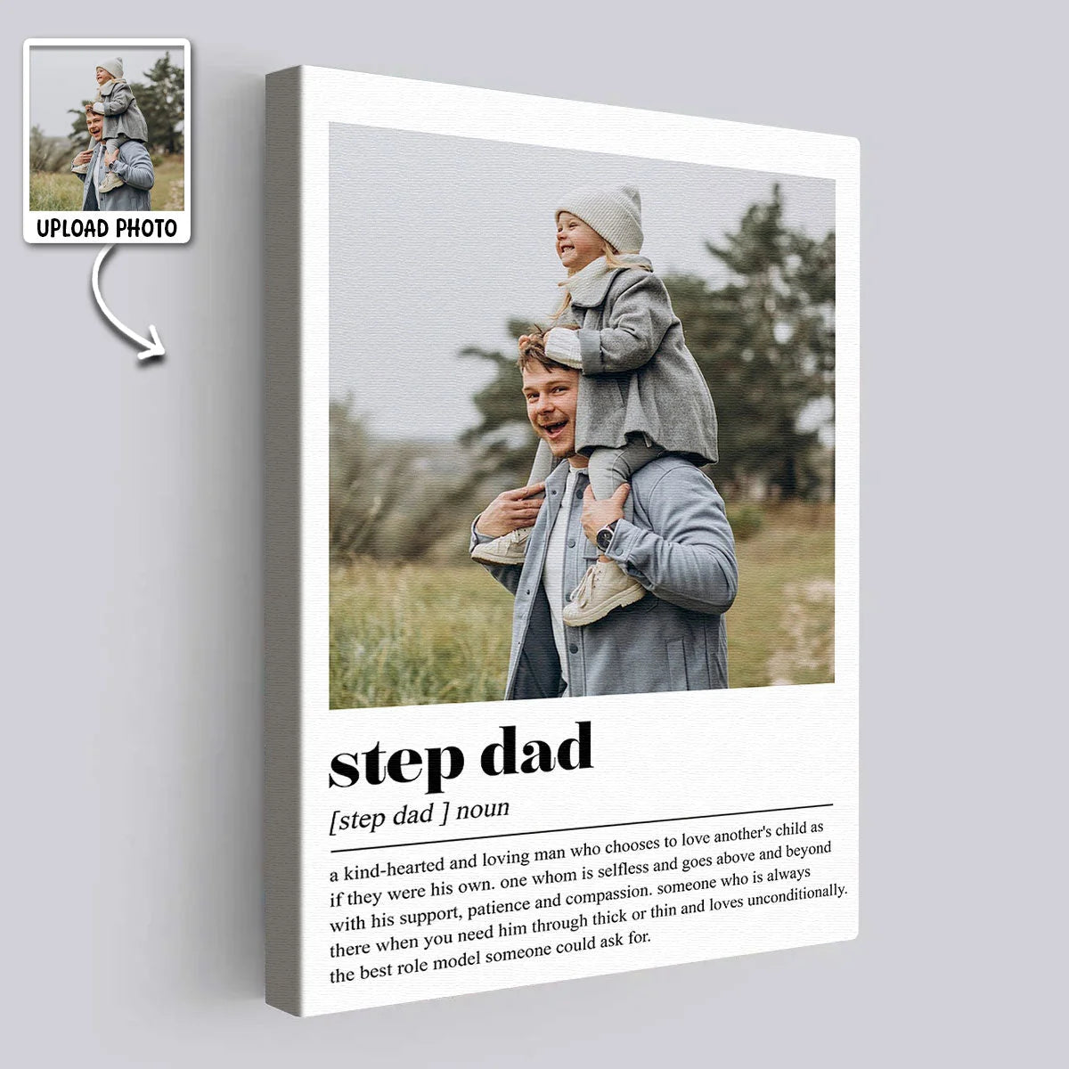 Step Dad Definition Personalized Canvas / Poster - Custom Photo Wall Art Gift