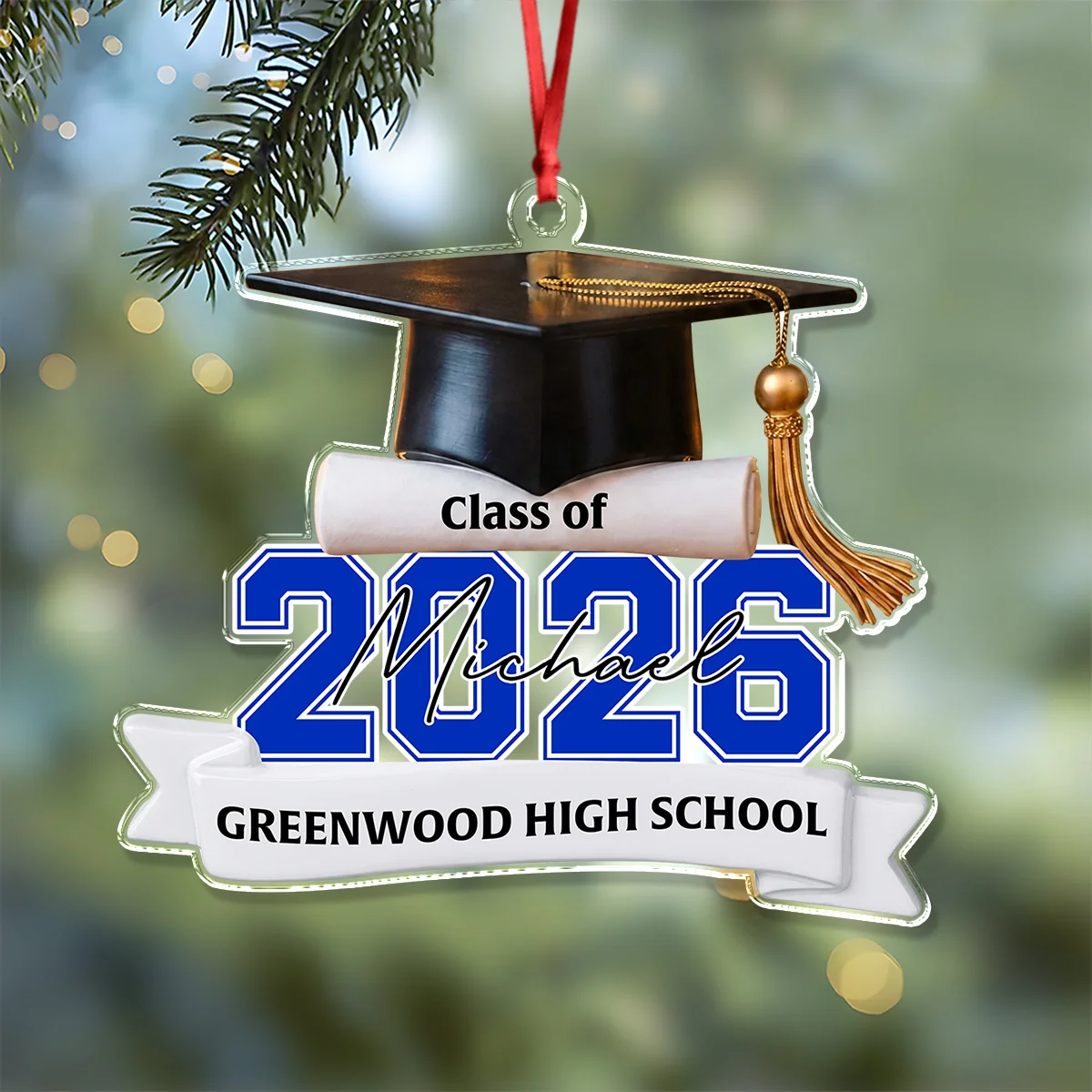 Class of 2026 2027 Personalized Acrylic Ornament - Custom Graduation Keepsake Gift for Senior