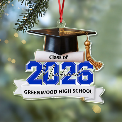 Class of 2026 2027 Personalized Acrylic Ornament - Custom Graduation Keepsake Gift for Senior