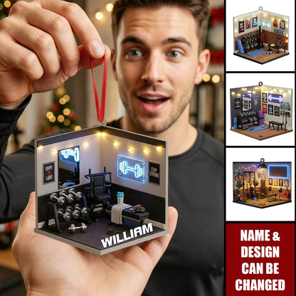 Mini Gym Room Personalized Acrylic Ornament - Custom Christmas Workout Gift for Fitness Lovers