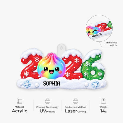 Squishy Dumpling 2026 Personalized Acrylic Ornament - Custom Kids Christmas Keepsake Gift