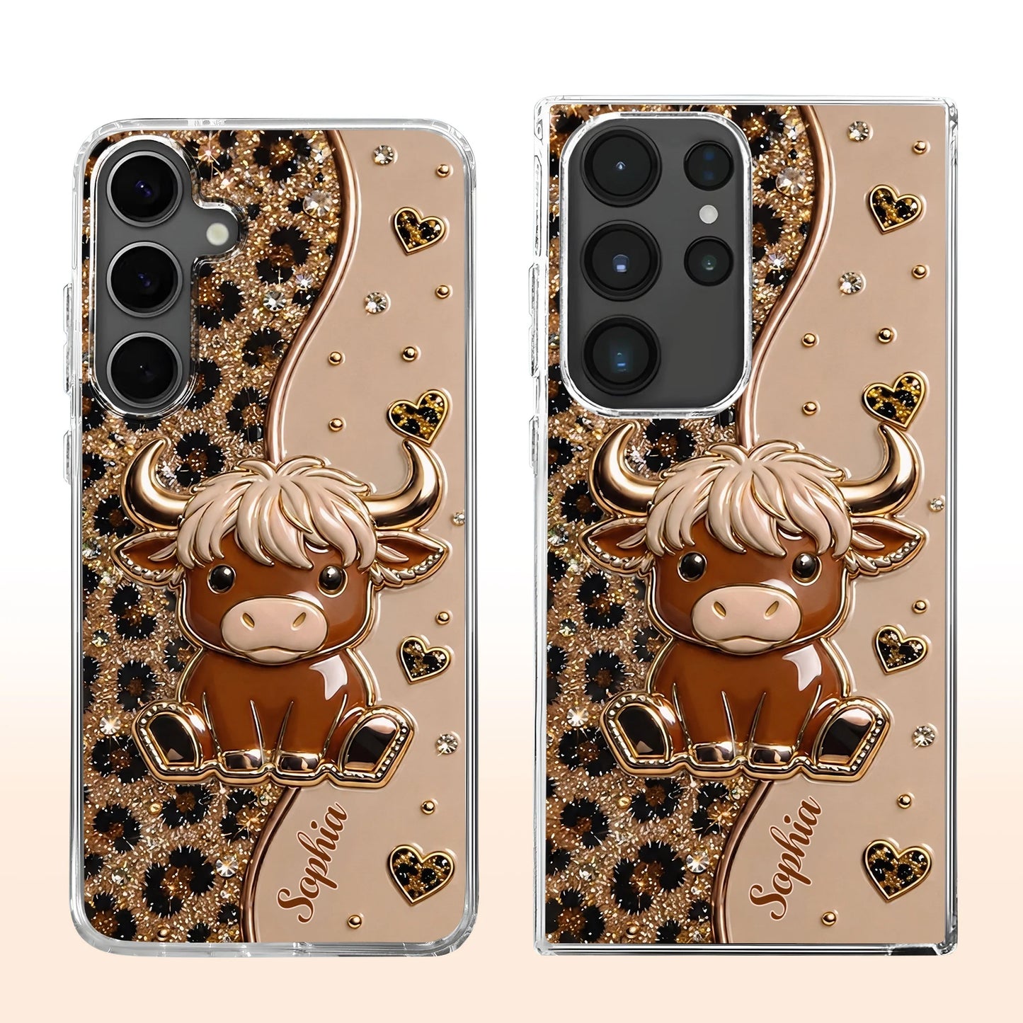 Phone Case material and size view - Highland Cow Personalized Clear Phone Case