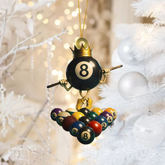 Personalized King of Billiards Acrylic Ornament - Custom Christmas Keepsake Gift for Pool Players