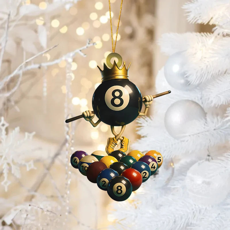 Personalized King of Billiards Acrylic Ornament - Custom Christmas Keepsake Gift for Pool Players