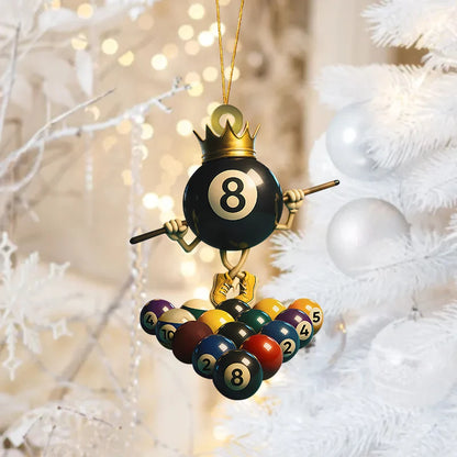 Personalized King of Billiards Acrylic Ornament - Custom Christmas Keepsake Gift for Pool Players