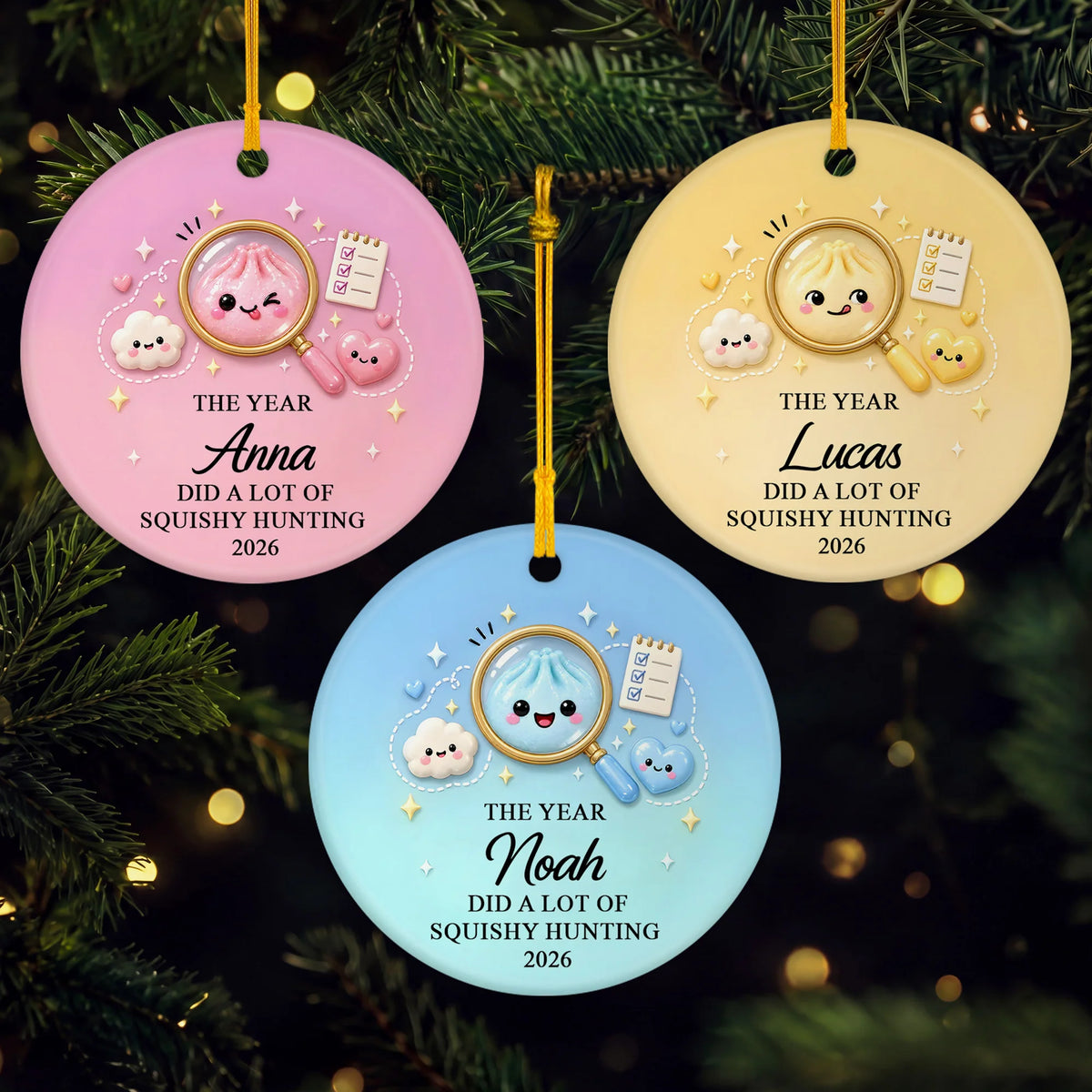 The Year I Did A Lot Of Squishy Hunting Personalized Ceramic Ornament - Custom Kids Christmas Keepsake Gift