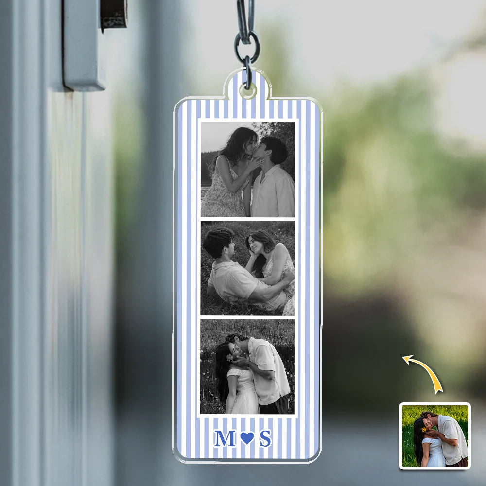 Personalized Photo Strip Keychain - Custom Couple Photo Acrylic Keepsake Gift