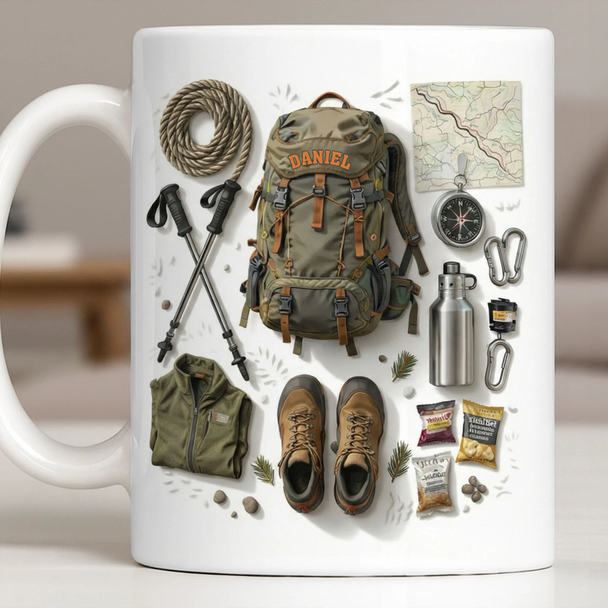 Customize Essential Outdoor Adventure Gear Backpack, Boots, Map
