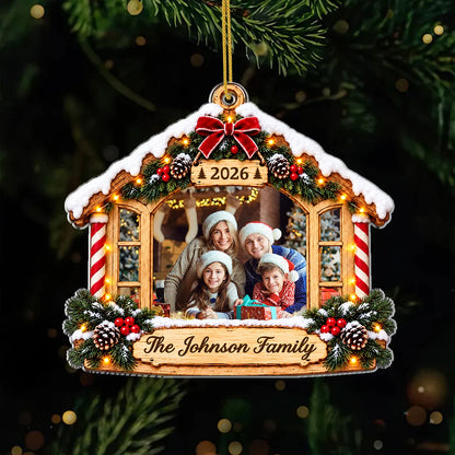 Cozy Holiday Home Personalized Family Photo Acrylic Ornament - Holiday Christmas Keepsake for Family