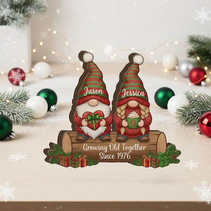 Growing Old Together Personalized Christmas Wooden Block - Keepsake Gift for Couples