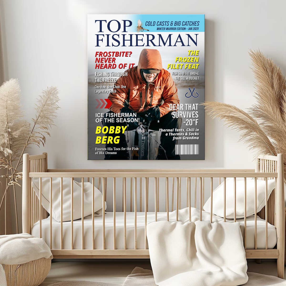Canvas / Poster material and size view - Personalized Ice Fishing Gift