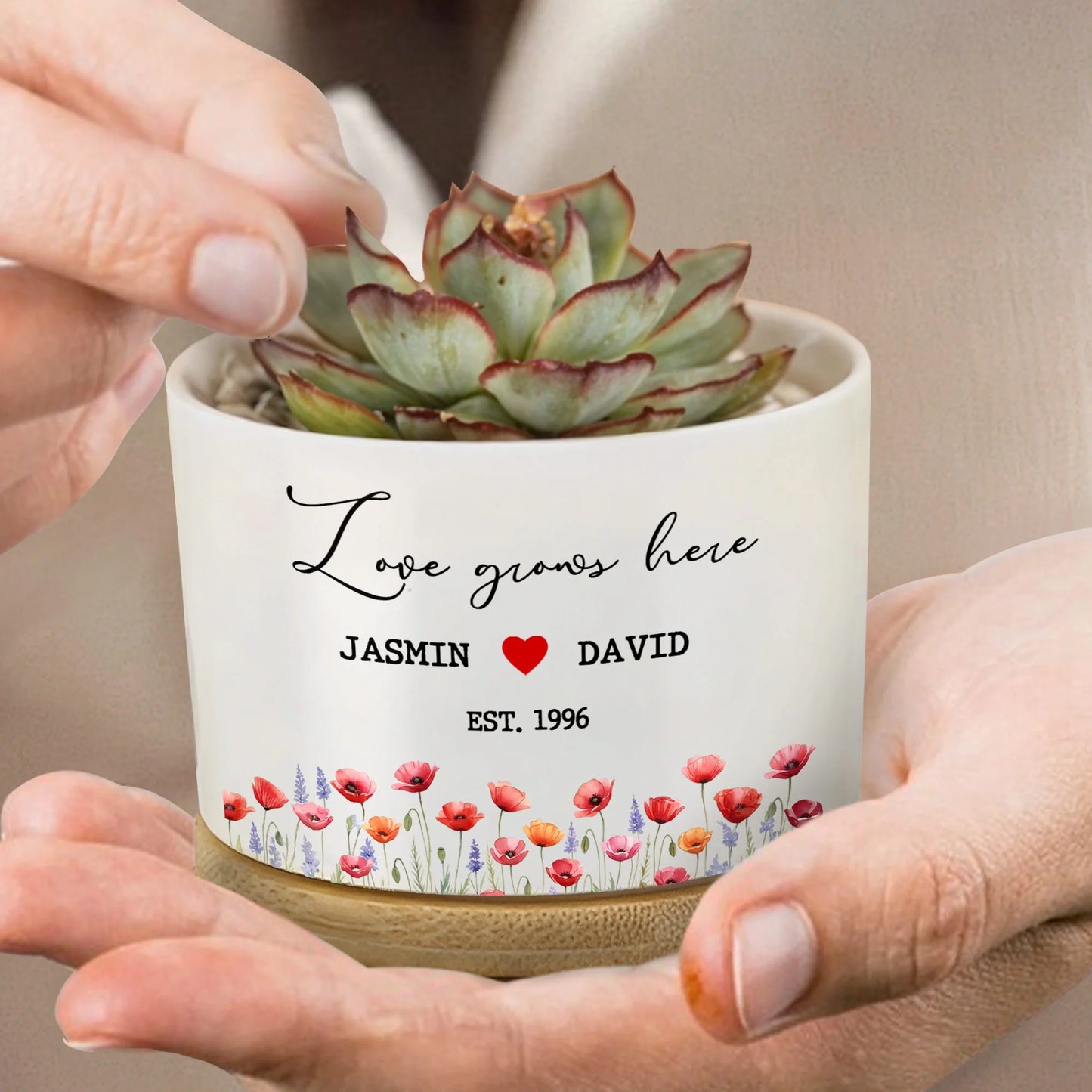 Personalized Ceramic Plant Pot personalization view for Couples