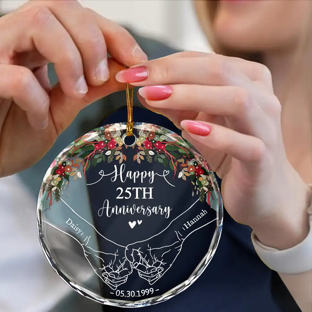 Celebrating Years Married Personalized Glass Ornament - Custom Anniversary Gift for Couples