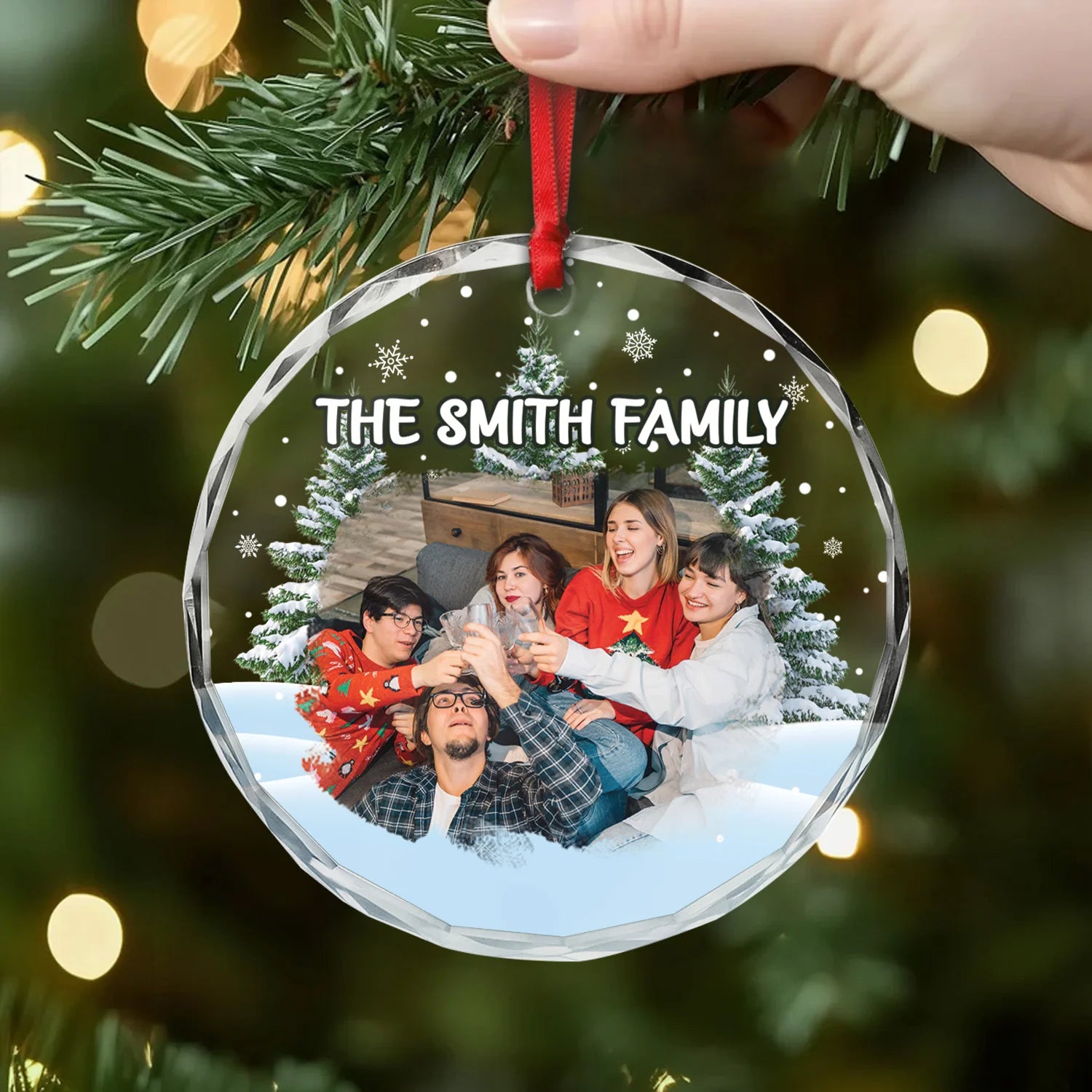 Personalized Family Name Glass Ornament - Custom Xmas Keepsake Gift for Family
