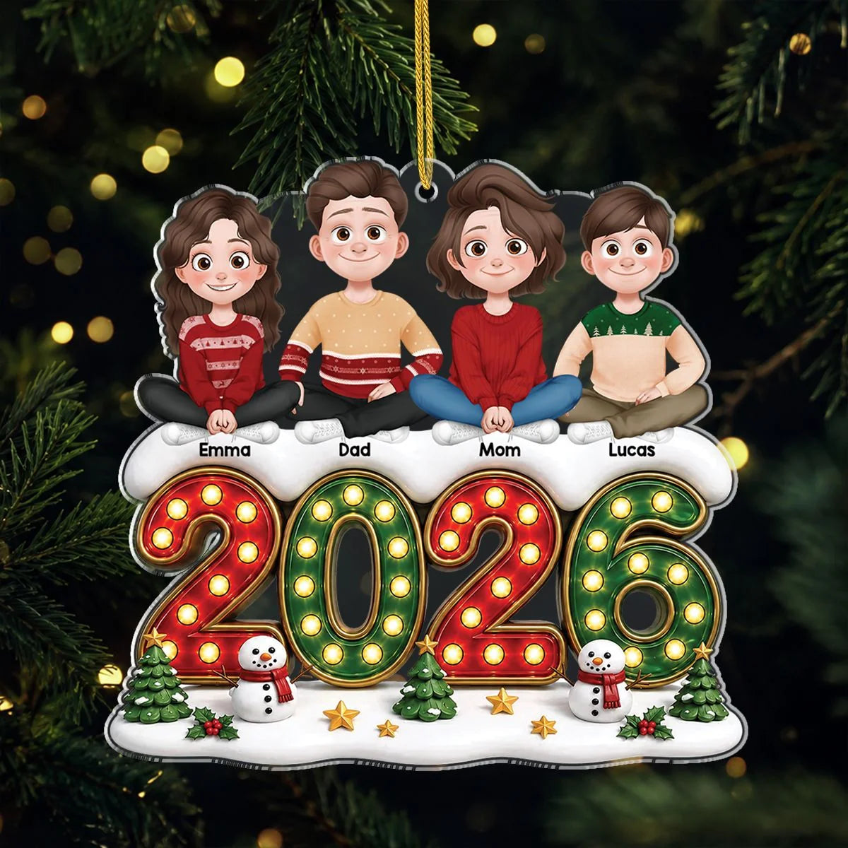 Personalized Family Acrylic Ornament - Custom Keepsake Gift