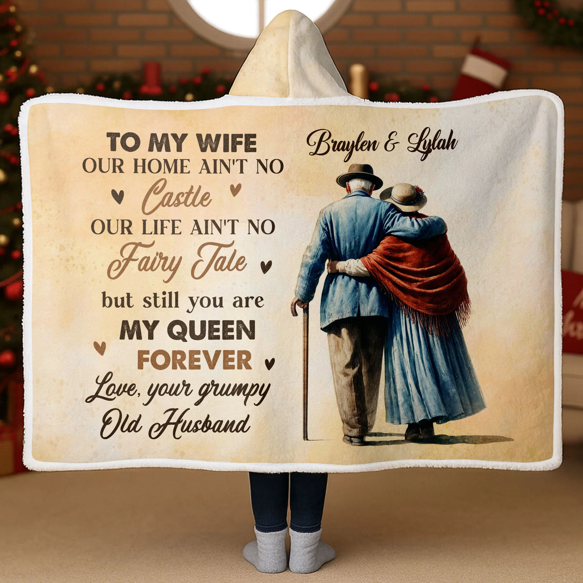 To My Wife, My Queen Forever, Elderly Couple Design