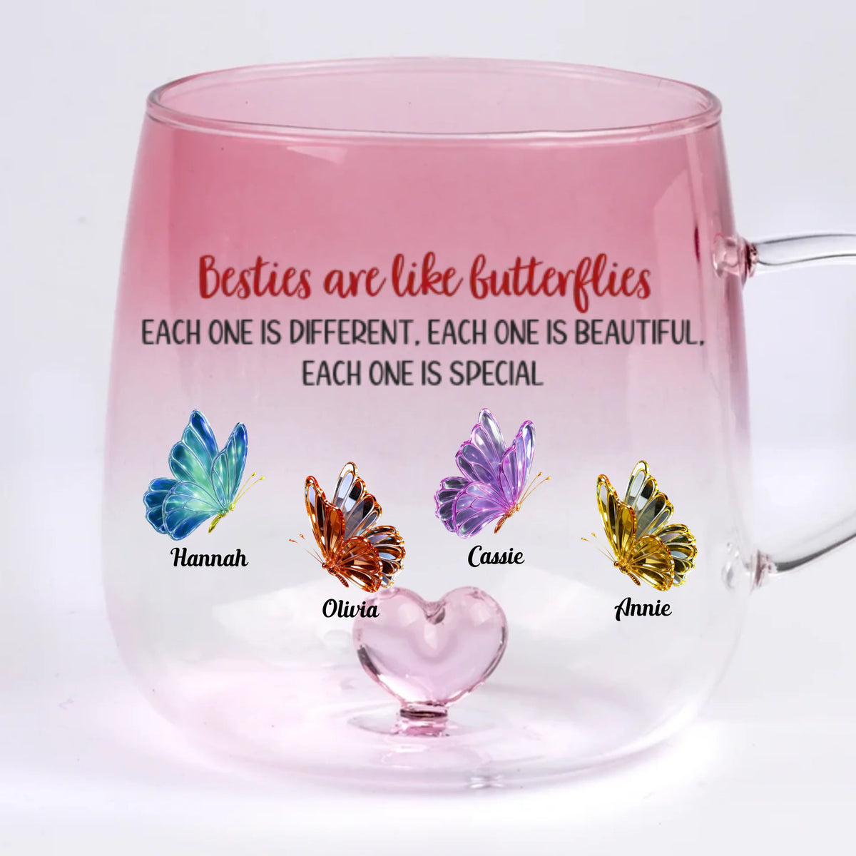 Besties Are Like Butterflies Personalized Gradient Glass Mug - Custom Sister Friendship Gift 11 oz