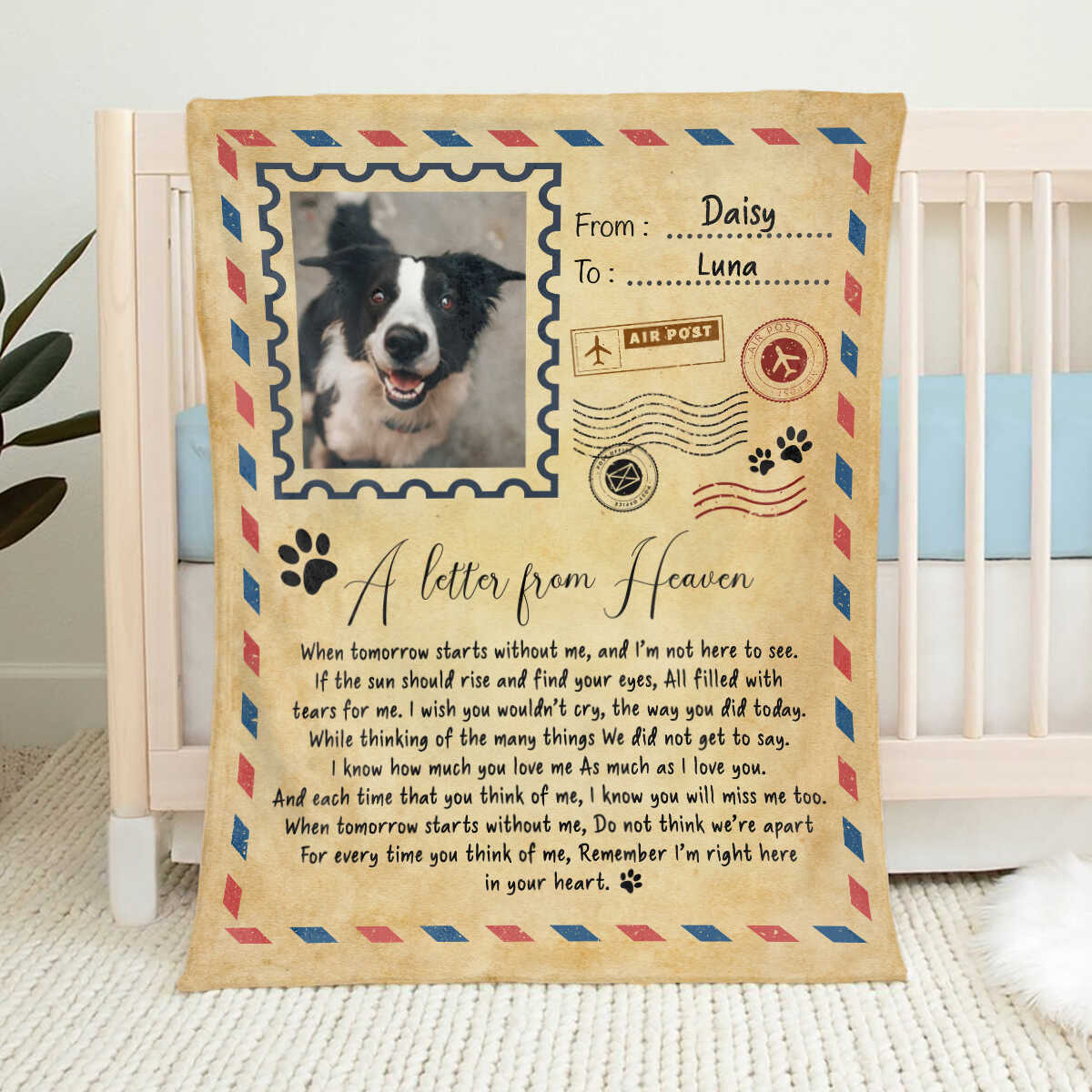 A Letter From Heaven Personalized Pet Memorial Blanket - Sympathy Gift for Dog Lovers