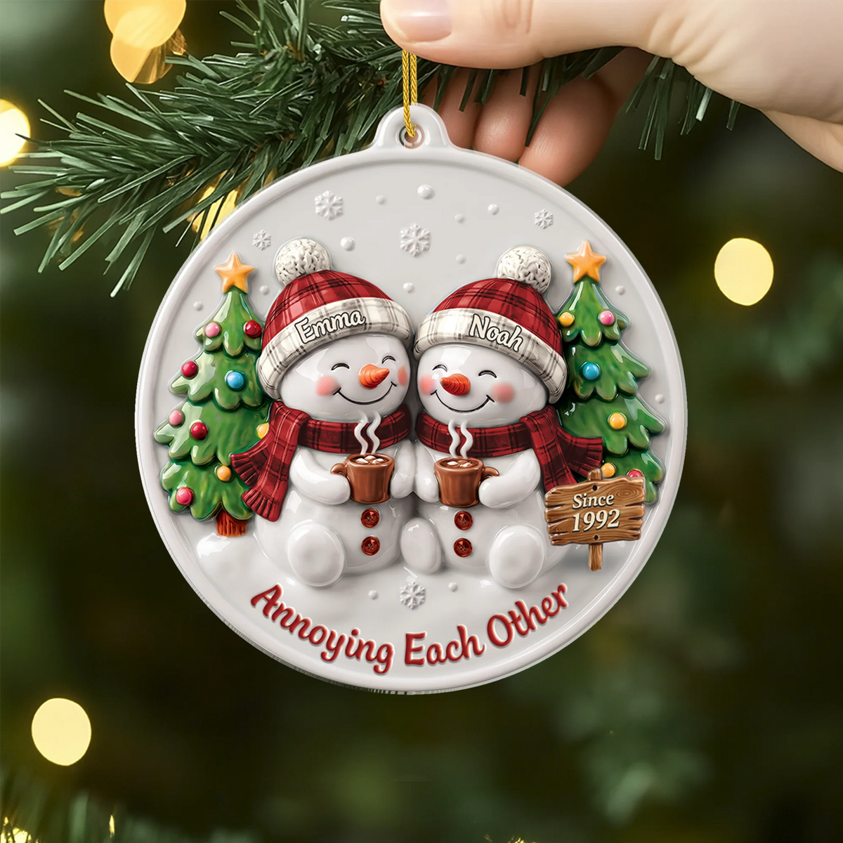 Growing Old Together Personalized Snowman Acrylic Ornament - Custom Christmas Keepsake Gift for Couples