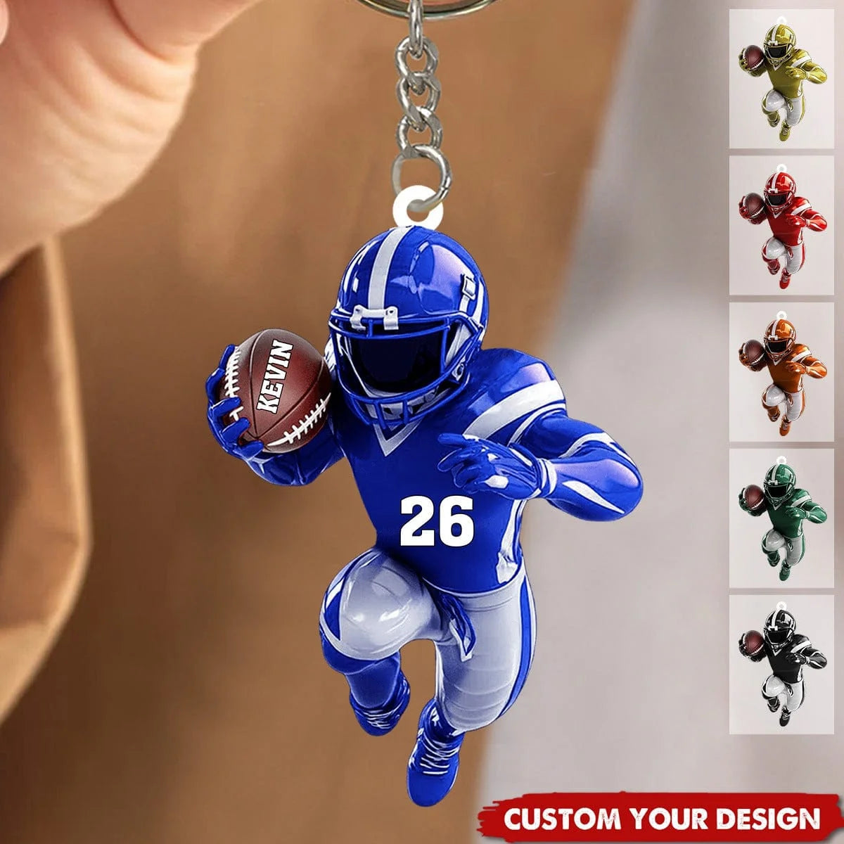 Personalized American Football Acrylic Keychain - Custom Name & Number Gift