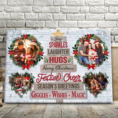 Merry Christmas Festive Cheer Personalized Photo Canvas / Poster - Custom Holiday Wall Art Gift for Family